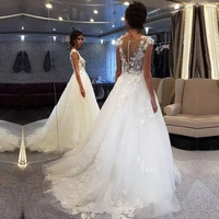 boho beach wedding dresses gown graceful backless floral appliqued lace sleeveless bridal gowns tulle vestidos de novia