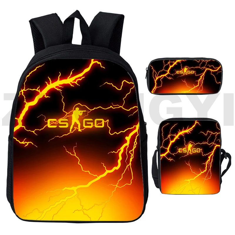 Game CS GO Back Packs 3 In 1 Shooting CSGO 3D Print Backpacks for School Teenagers Girls Laptop Travel Bags Anime Japanese Bags