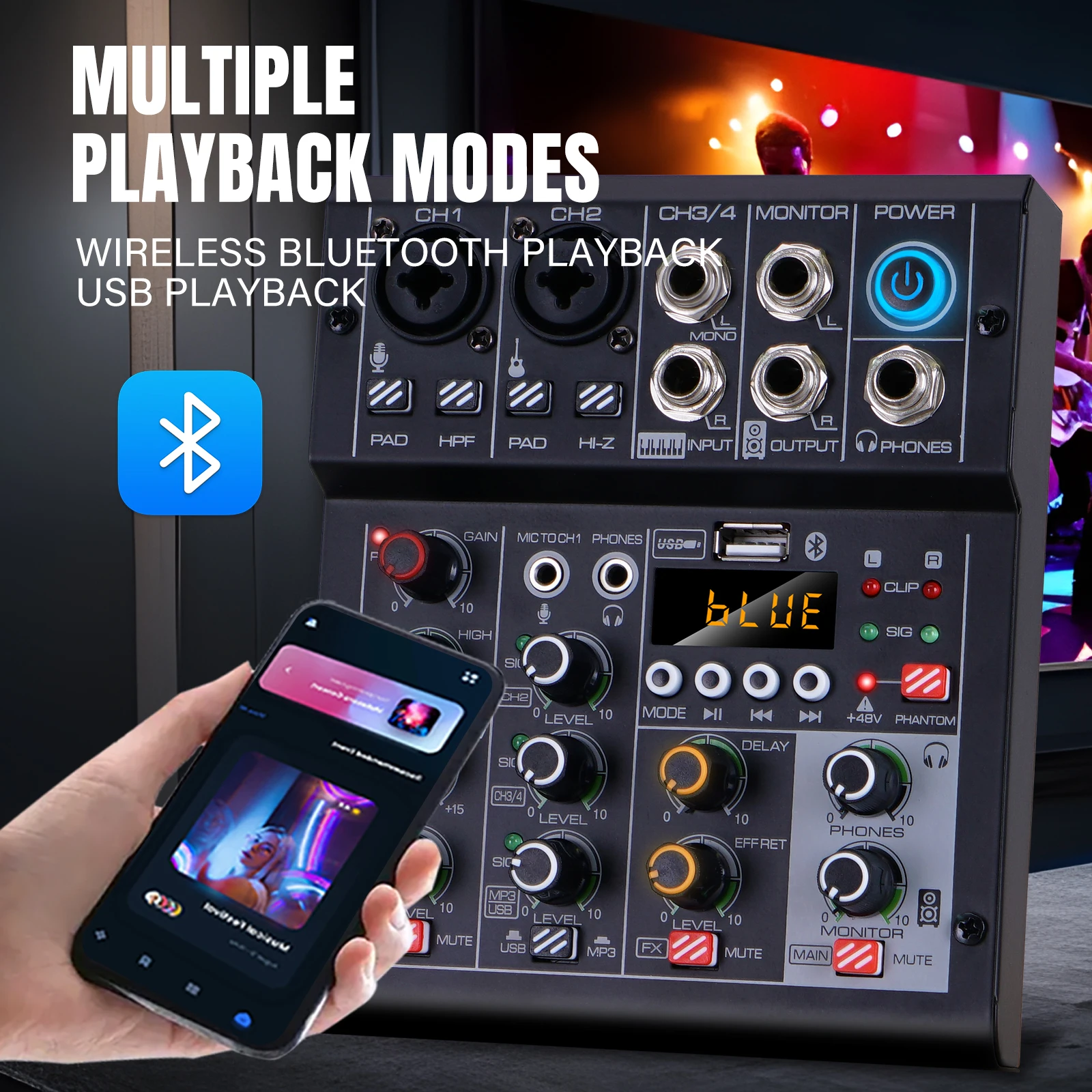 2-канальная музыкальная мини-запись настроенная дыхательная звуковая карта