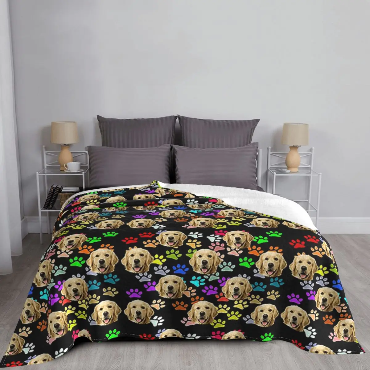 Милое Фланелевое летнее фланелевое одеяло с изображением собаки золотистого