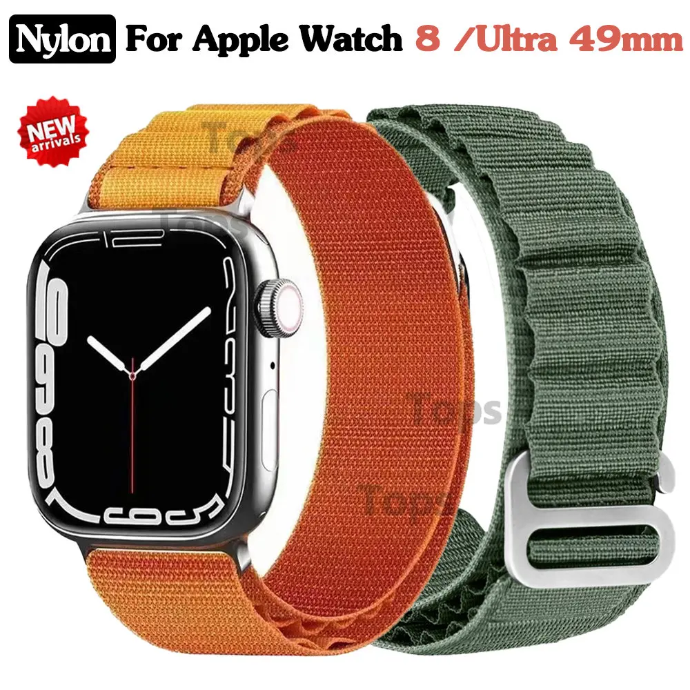 

Ремешок Alpine для Apple Watch Series 8/7 41 45 мм Ultra 49 мм, нейлоновый браслет для iWatch SE 6 5 4 3 44 мм 42 40 38 мм