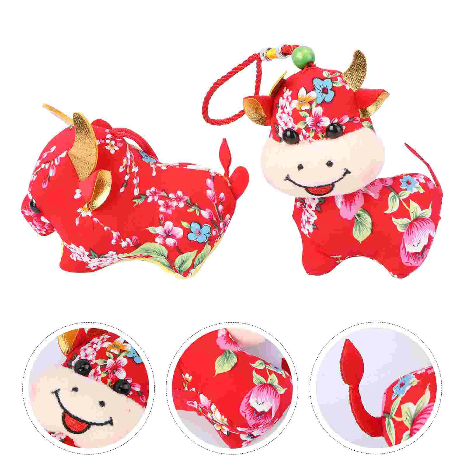 

2Pcs Cattle Pendant Ox Pendant Mascot Cattle Ox for Party Car Kids