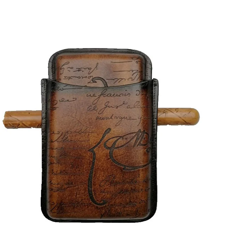 

Portable 3 Tube Holder Humidor Cigars Case Leather Cigar Case Holster Cigar Accessories Gift Box