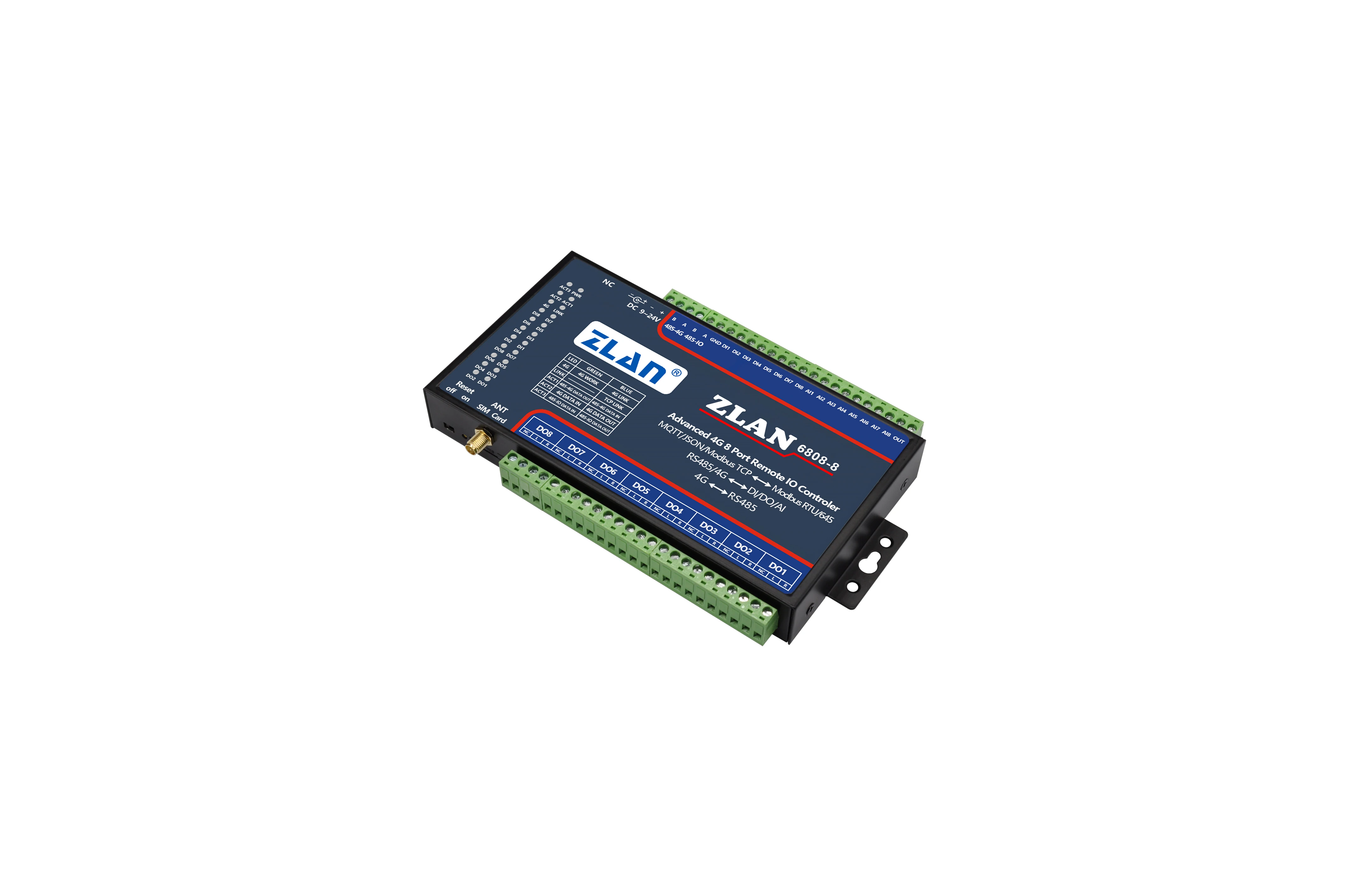 8-канальный модуль ввода-вывода DI DO AI Modbus TCP 4G Ethernet RJ45 контроллер дистанционного