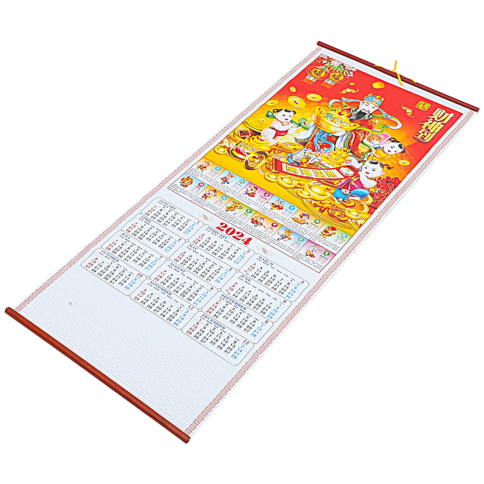 

Imitation Rattan Scroll Calendar Amigo Chinese Style New Year Paper 2024 Yearly