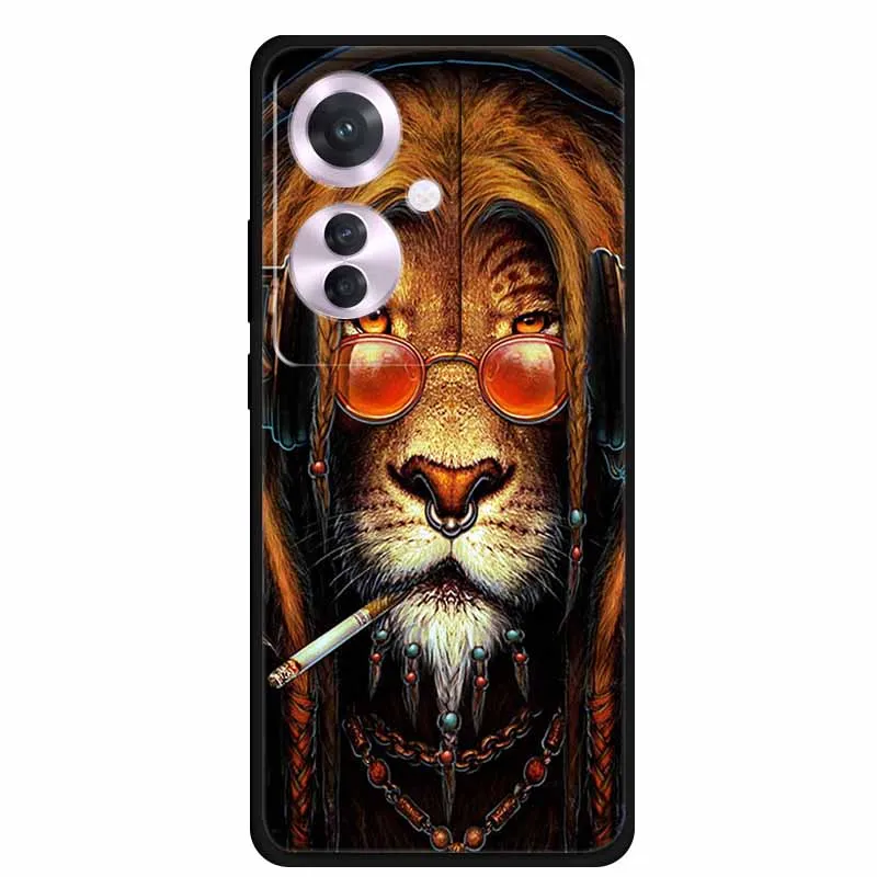 Чехол Fundas для Oppo Reno11 F Reno11F Wolf Lion мягкий черный силиконовый защитный чехол из ТПУ