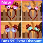 Повязка на голову со светодиодсветильник кой, крутая Рождественская лента для волос с Санта, оленем, снеговиком, медведем, аксессуары для волос с двойной головкой для нового года