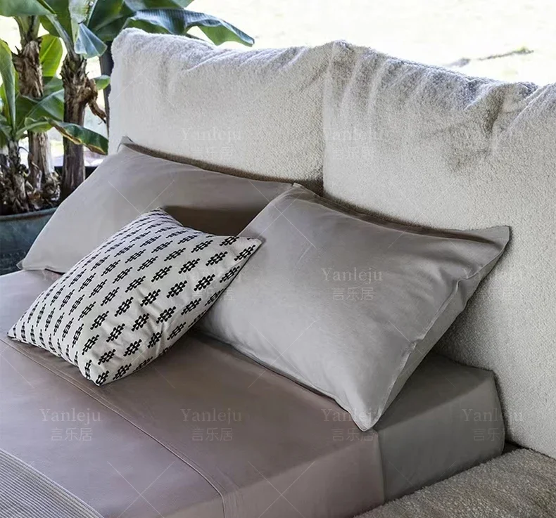 Кровать для главной спальни с тихим бризом и мягкой спинкой Современная тканевая