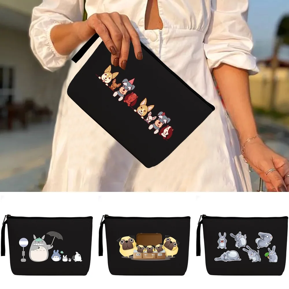 

Canvas Makeup Bag Girls Cute Outdoor Travel Cosmetic Storage Cases Multifunctional Ladies Cosmetic Bags Cartoon Printing