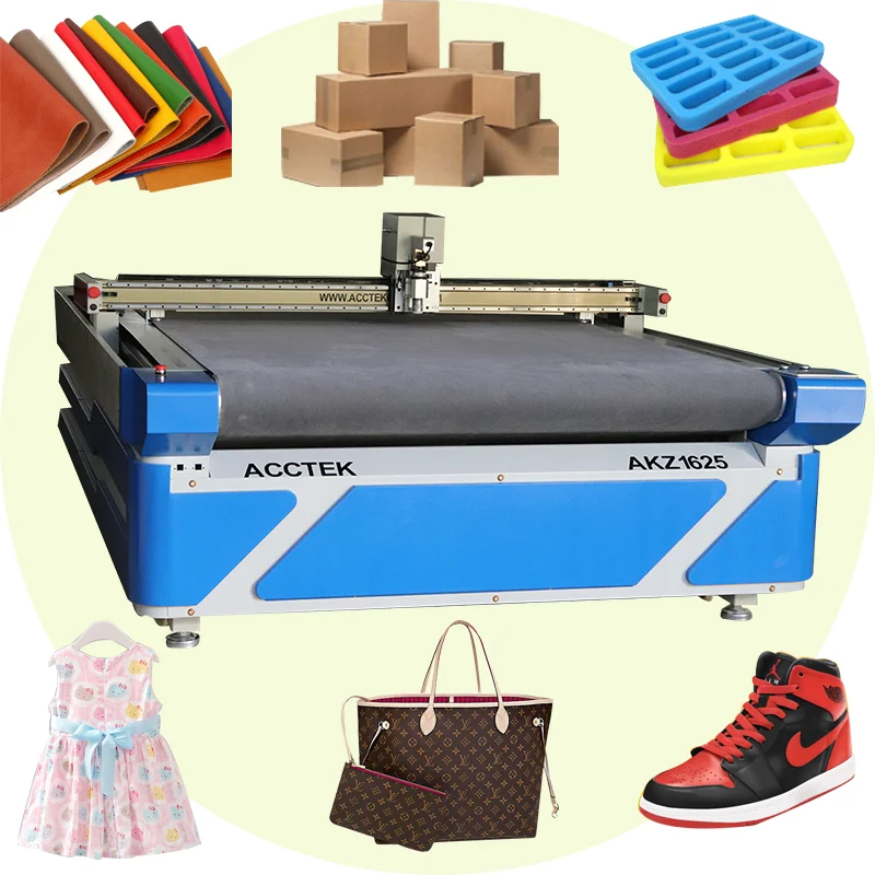 

AccTek 1600*2500mm Work Area Cnc Oscillating Vibrating Knife Cutting Machine For Foam Fabric Leather Round Knife Cutter