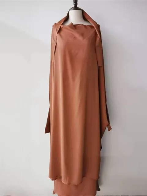 Islamic Prayer Clothes 2 Pieces Set for Women Abaya Muslim Prayer Dress Khimar Niqab Gifts for Her Long Khimar Ramadan Gown 6
