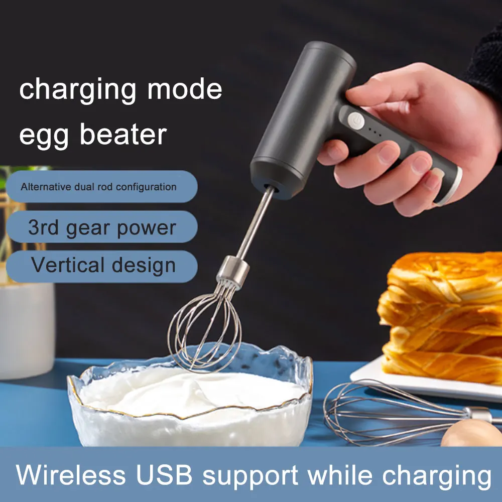 

New Wireless Electric Food Mixer Portable Handand 3 Speeds High Power Dough Blender Egg Beater Hand Mixer Kitchen Baking Tools