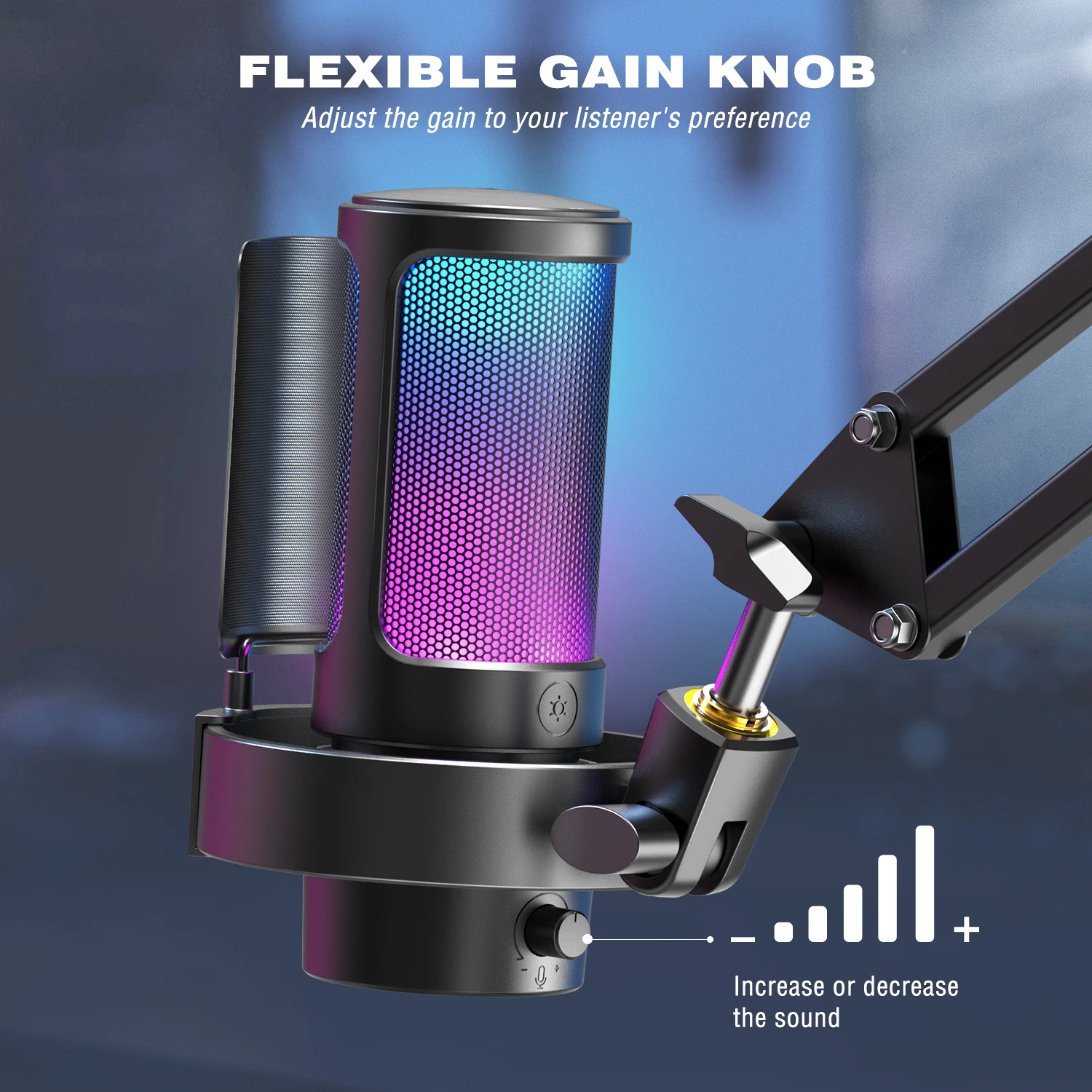 FIFINE USB Microphone for Recording and Streaming on PC Mac Headphone Output Touch-Mute Button Mic with 3 RGB Modes -A8 |