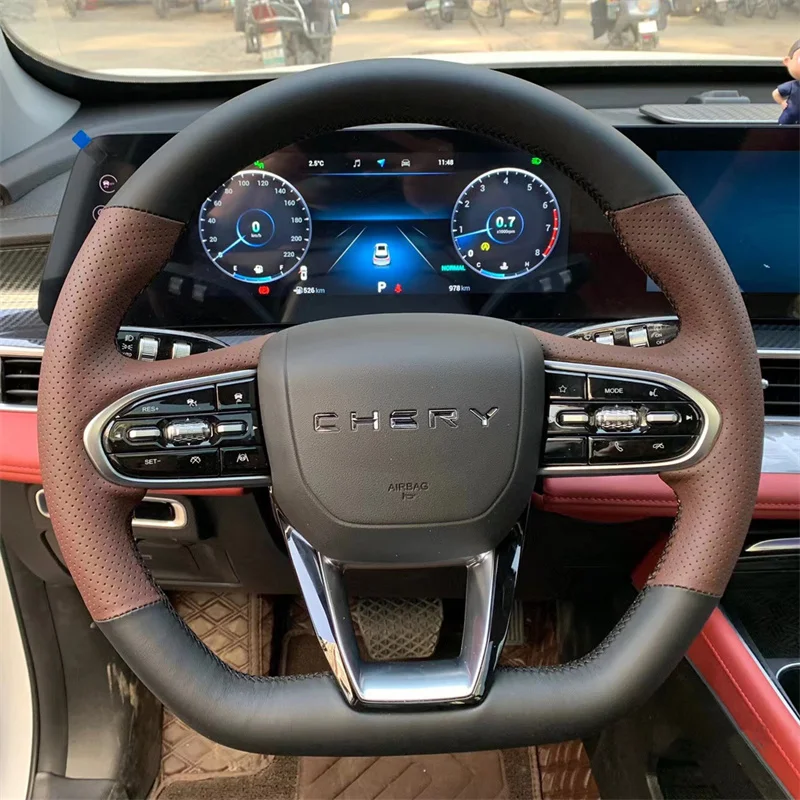 

Для Chery Omoda C5 5 FX 2022-2024 прошитая вручную Нескользящая винно-красная натуральная кожа