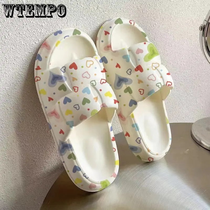 WTEMPO Women Slippers Summer Slide Cartoon Shoes Outdoor Ladies Soft Thick Soled Non-slip Pool Indoor Home Slippers Dropshipping