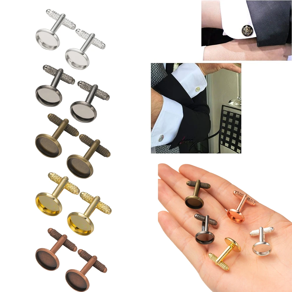 

10Pcs 12-20mm Plated Copper Cufflink Base Cuff Link Settings Cabochon Cameo Base DIY Jewelry Making Handmade Craft Supplies