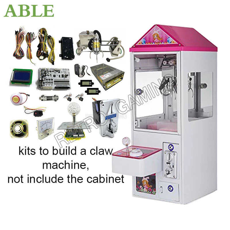 Crane Game Cabinet Machine DIY Kit claw game parts 28cm mini Gantry LED Joystick Buttons Harness Coin Acceptor Motherboard etc.