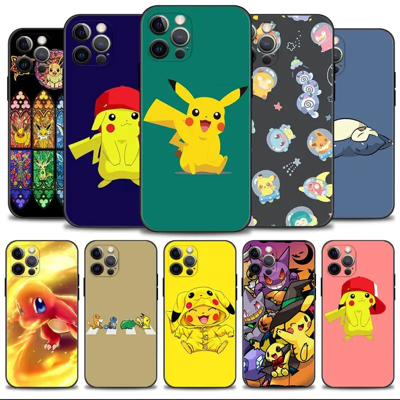 

Phone Case For Apple iPhone 14 13 12 11 Pro Max 13 12 Mini XS Max XR X 7 8 6 6S Plus Cover Cartoon Pokemon Pikachu Family