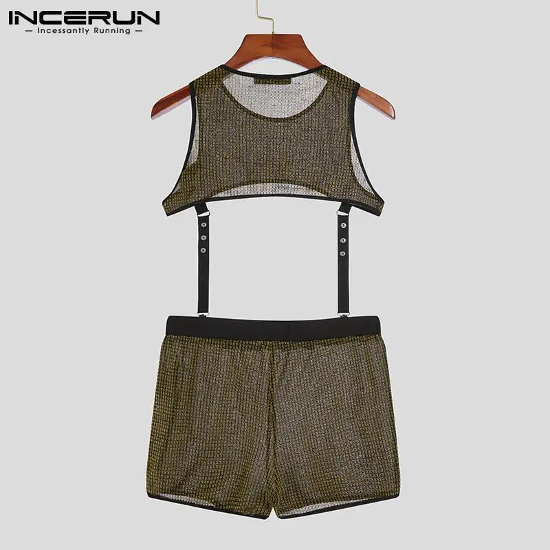 Stylish Hot Sale Men's Suit 2 Pieces Sexy Leisure All-match Simple Male Reflective Two-piece Sleeveless Suits S-5XL 2022 INCERUN