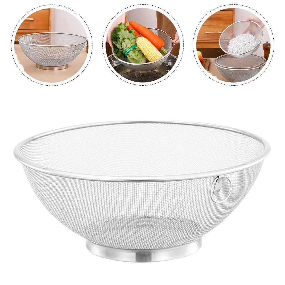 

Mesh Strainer Stainless Steel Rice Basket Drainage Practical Draining Fruits Washing Drainer Large Strainers Fine