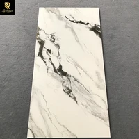 Marble Full Polished Glazed Anti-slip Gold Mica Powder Black and White Floor Tile Ceramic