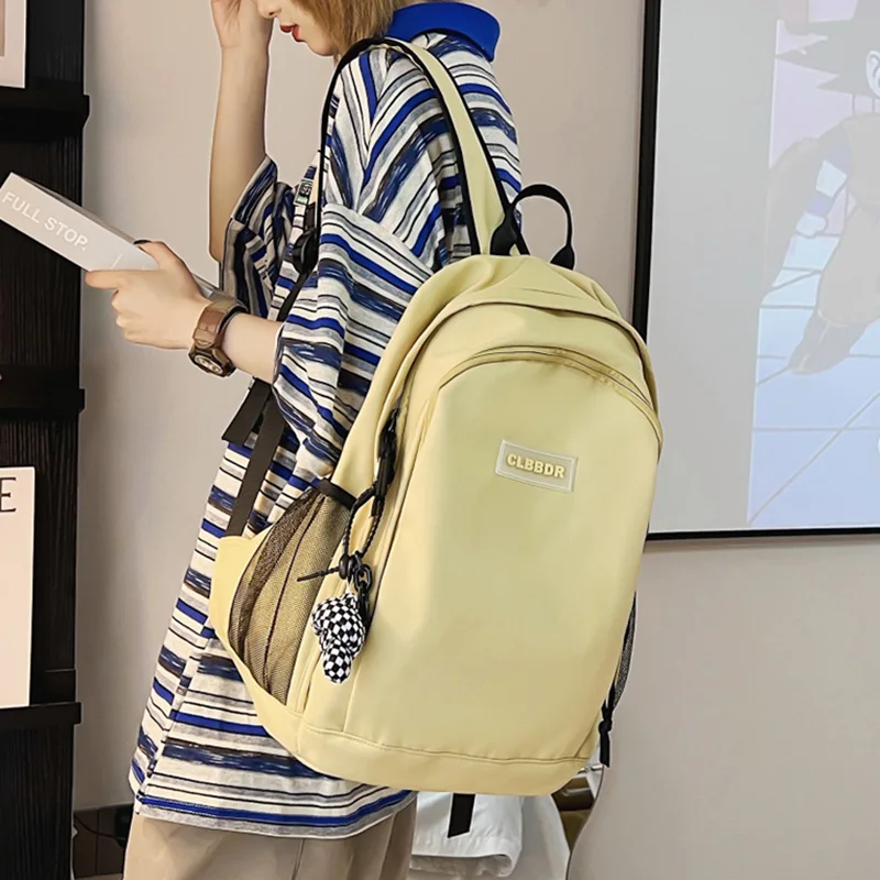 

2022 Nylon Women Backpack Unisex Waterproof Solid College Student Schoolbag Girls Travel Laptop Rucksack