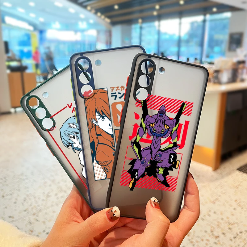 

Neon Genesis Evangelion For Samsung Galaxy S22 S21 S20 FE Ultra S10 S9 S8 Plus A52 5G Frosted Translucent Soft Phone Case