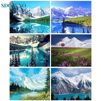 sdoyuno painting by numbers snow mountain diy digital painting by numbers modern landscape canvas acrylic painted home decor
