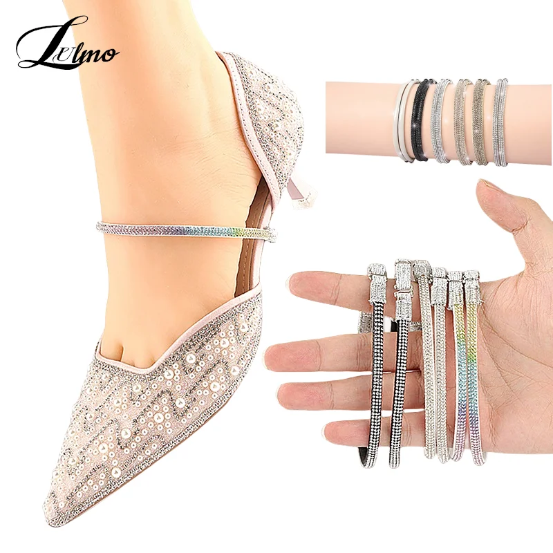 

Anti-drop Heel Straps High Heels Shoe Band Drill Anti-loose For Women Adjustable Elastic Fixing Shoelace Diamond Shoe Decoration