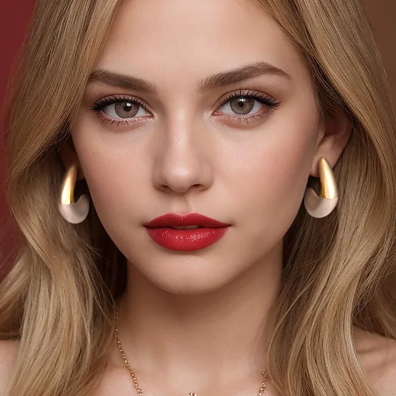 HUANZHI C-образные масляные глазурованные серьги-капли большого цвета для женщин и