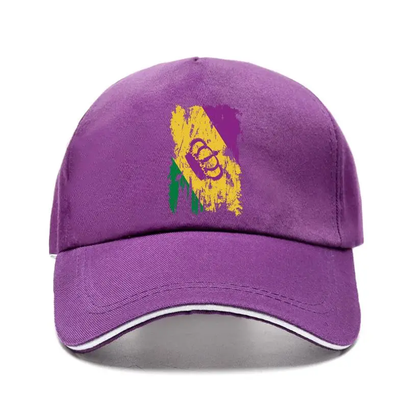 

OverAdjustabled Mardi Gras Crown Flag Fat Tuesday Beads Snapback Mens Baseball Cap