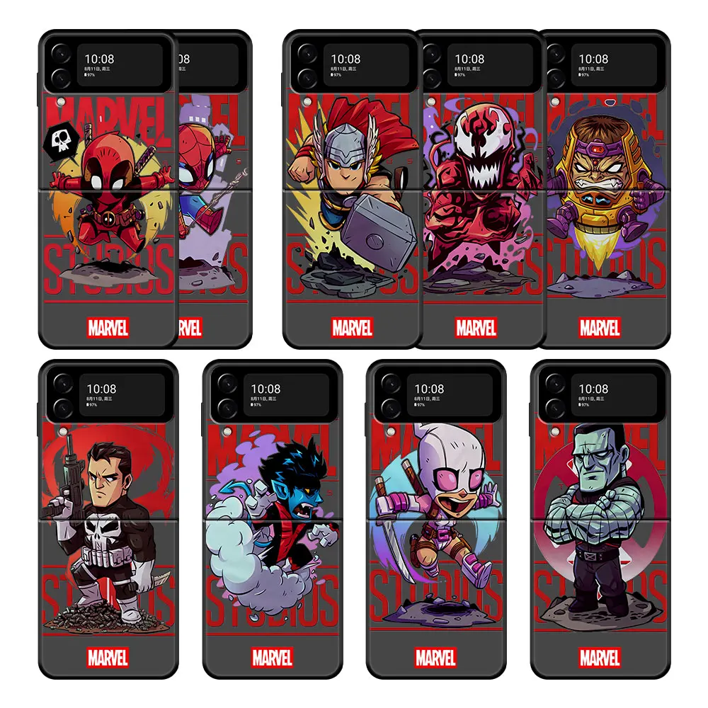 

Black Case Coque for Samsung Galaxy Flip3 Zflip3 Zflip Z Flip 5G SamsungZFlip3 Zflip35g Capa Back Celular Marvel Deadpool