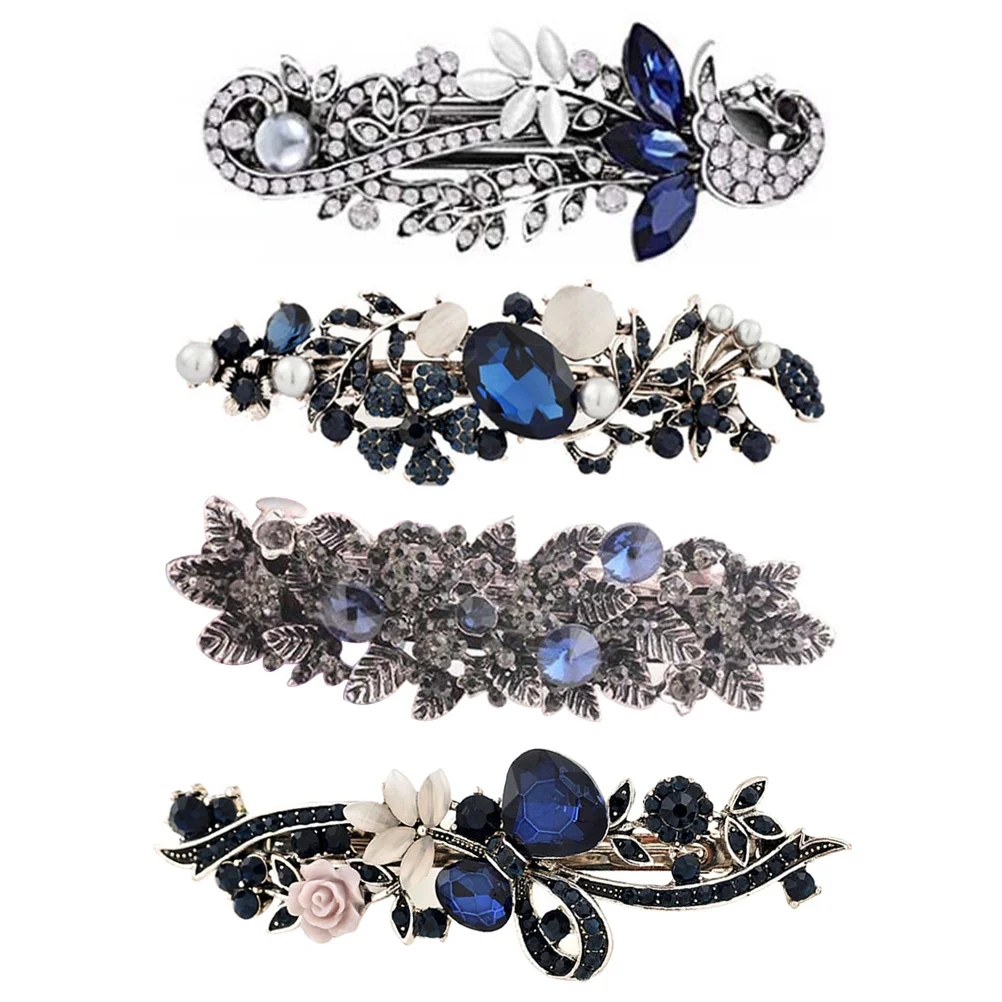 

Hair Clips Rhinestone Glitter Clip Vintage French Barrettes Thick Pearl Snap Shiningclaw Barrette Jaw Crystal Pin Headdress