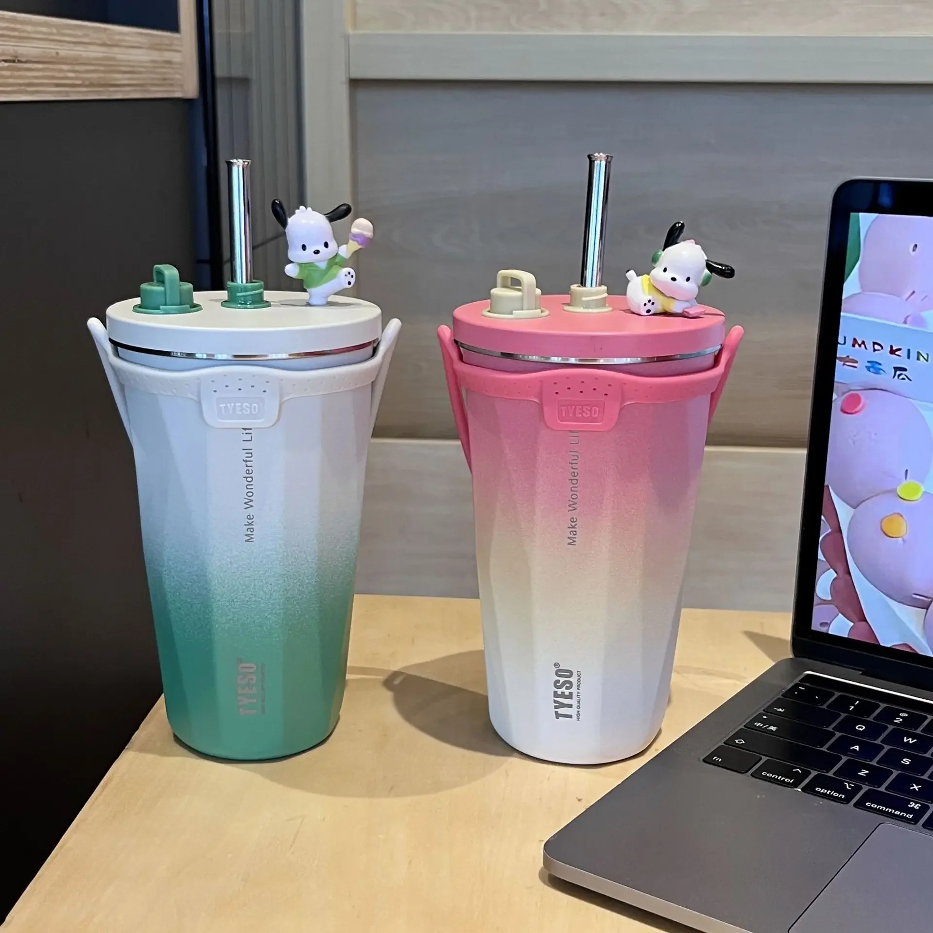 Tyeso Ice Bar холодный кофейная чашка новый термос постепенное изменение цвета лента