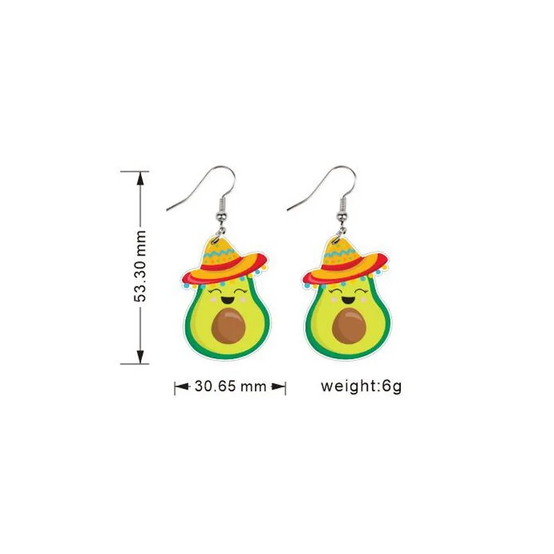New Mexican Acrylic Earrings for Women Lovely Pepper Tequila Avocado Boho Printed Dangle Earrings Colorful Skull Fashion Jewelry images - 6