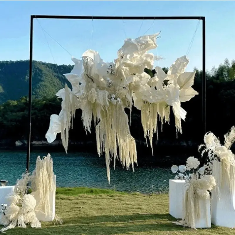 

200CM Shiny Gold Outdoor Lawn Decorative Frame Wedding Backdrop Flower Arch Floral Balloon Holder Party Engagement Background