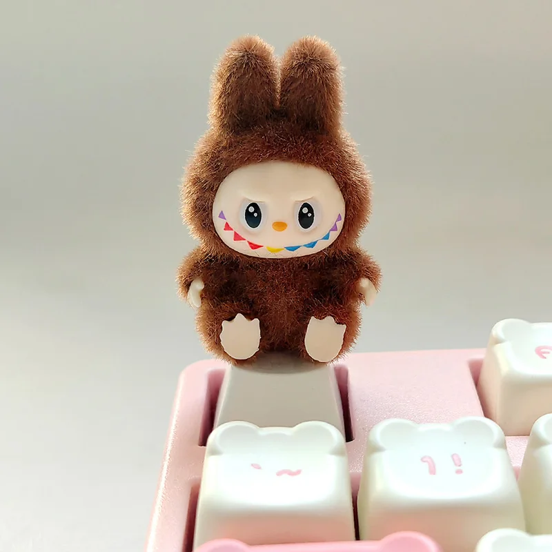 Фото DIY милый колпачок для клавиш Labubu из АБС-пластика Zimomo Mokoko The Monsters Labubu, колпачок для клавиш, подходит для механической клавиатуры с перекрестной осью, подарки №4