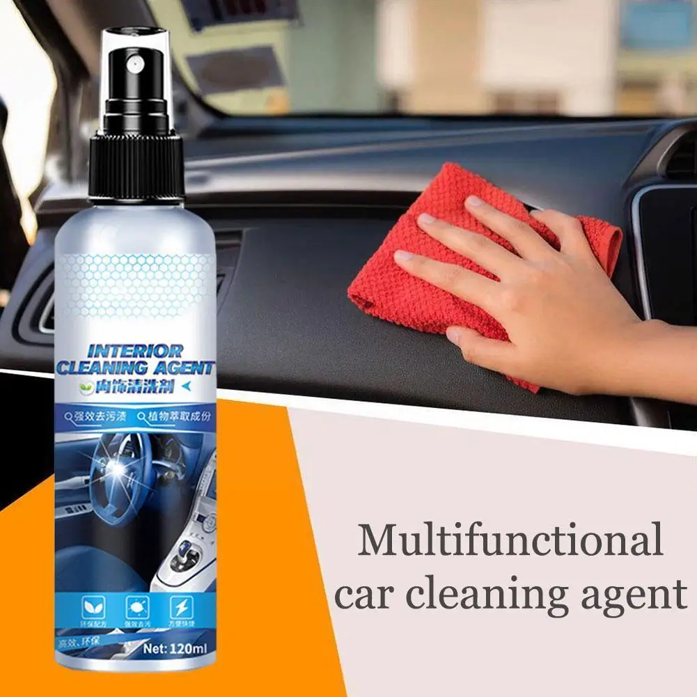 

120ml Car Interior Leather Cleaning Agent Car Seat Tool Coats Panels Dash Instrument Cleaning Auto Water-free Roof Cleaner S1S7