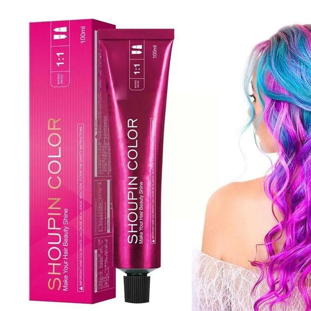Ammonia-free Hair Dye Single-color White Hair Multi-color DIY Blue Permanent One-step Gray Red Dye Professional Styling Hai E7M5
