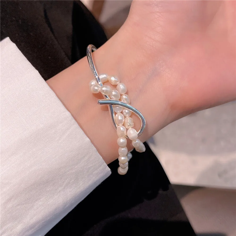 

Женский Романтический изысканный браслет из пресноводного жемчуга, модный сращивающийся браслет для рук, Винтажные Ювелирные Изделия