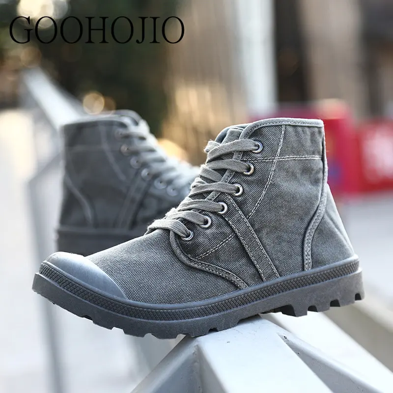 

Fashion Male Flats Men Designer Flat Shoes Waterproof Sneakers Men High Top Shoes Canvas Lace-up Men Casual Shoes Daily Solid