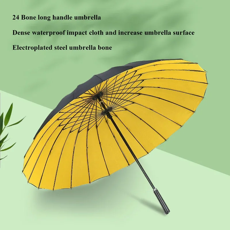 

Color Bone Long Wind Handle Handle Resistant 24 Straight Enlarged Solid Umbrella Rod Straight Double Umbrella Layer