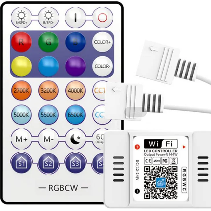 Светодиодная ленсветильник с Wi-Fi контроллером для смартфона rgbcct/rgbcw/rgbwww