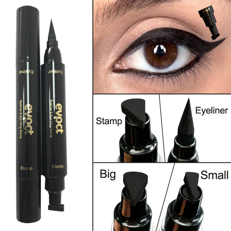 

2 In 1 Eyeliner Stamp Black Liquid Eyeliner Pen Waterproof Fast Dry Double-ended Eye Liner Pencil Make-up for Women Cosmetics