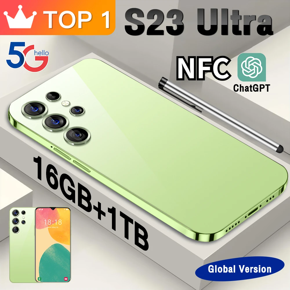 

2024 New Hot S23 Ultra Smart Phone 7.3 inch Full Screen 4G 5G Phone 16TB+1TB 7800mAh Mobile Phones Global Version 108MP HD