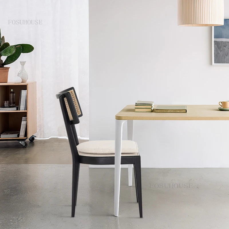 

Makeup Solid Wood Rattan Dining Chairs Nordic Leisure Rattan Terrace Backrest Dining Room Chairs Negotiation Kitchen Furniture