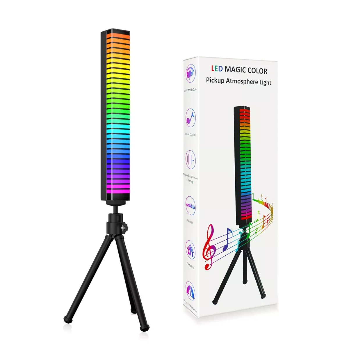 APP Sound Control Light RGB Pickup Voice Activated Rhythm Lights Music Color Ambient LED Lamp Atmospher Night Light Chargable
