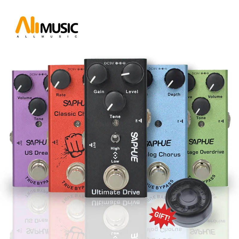 SAPHUE Electric Guitar Pedal Vintage Overdrive/Distortion Crunch/Distortion/US Dream/Classic Chorus/Vintage Phase/Digital Delay