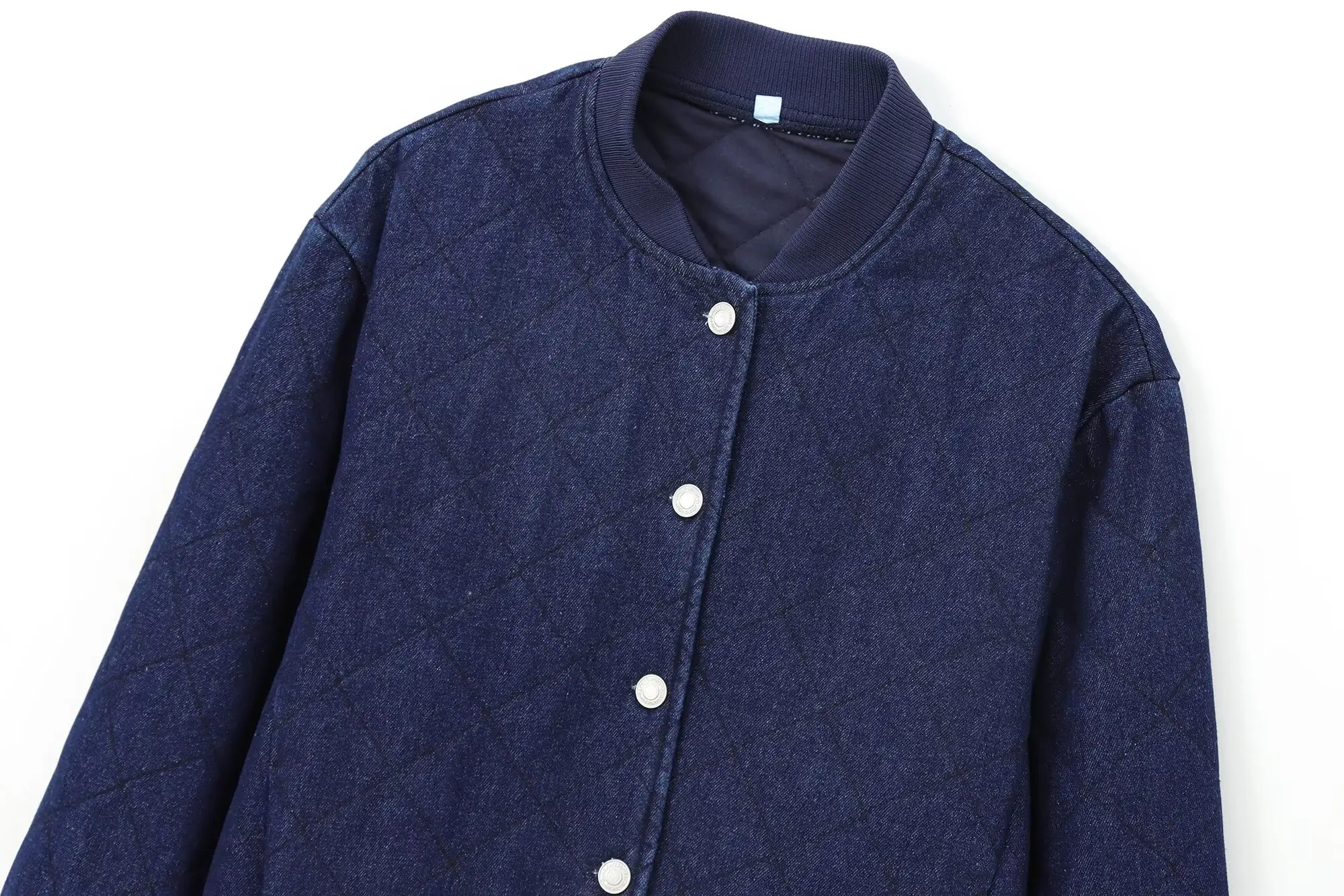 TRAFZA женская осенняя элегантная однотонная однобортная джинсовая хлопковая