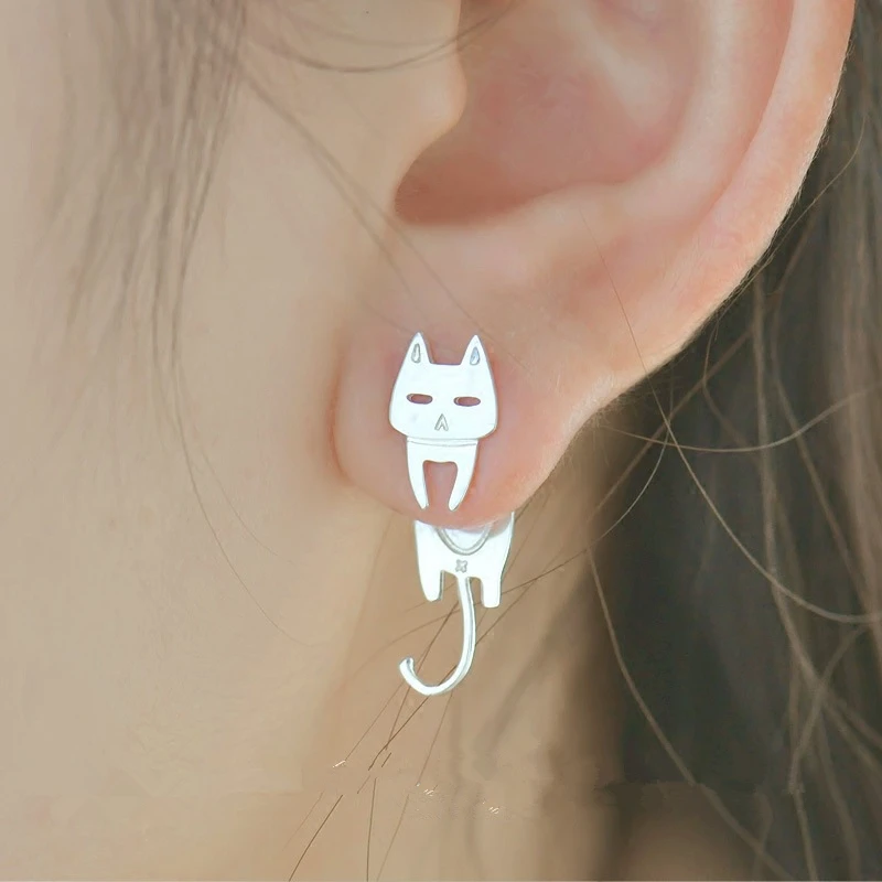 

2022 New Fashion Women 925 Sterling Silver Cat Fish Stud Earrings Hypoallergenic Sterling-silver-jewelry Prevent Allergy Gift